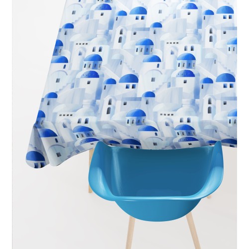 MANTEL DE ALGODÓN azul SANTORINI diseño made in Italy