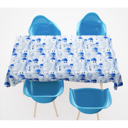 COTTON TABLECLOTH blue SANTORINI design made in Italy