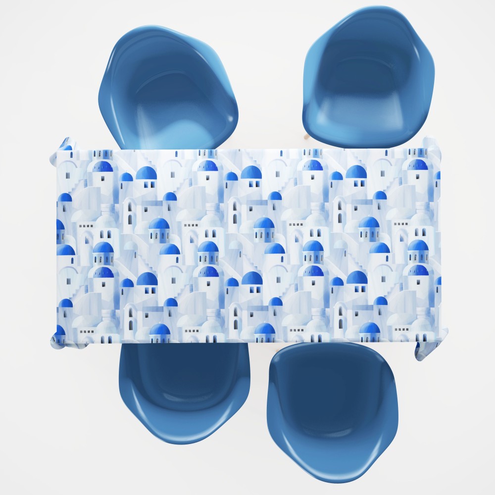 MANTEL DE ALGODÓN azul SANTORINI diseño made in Italy