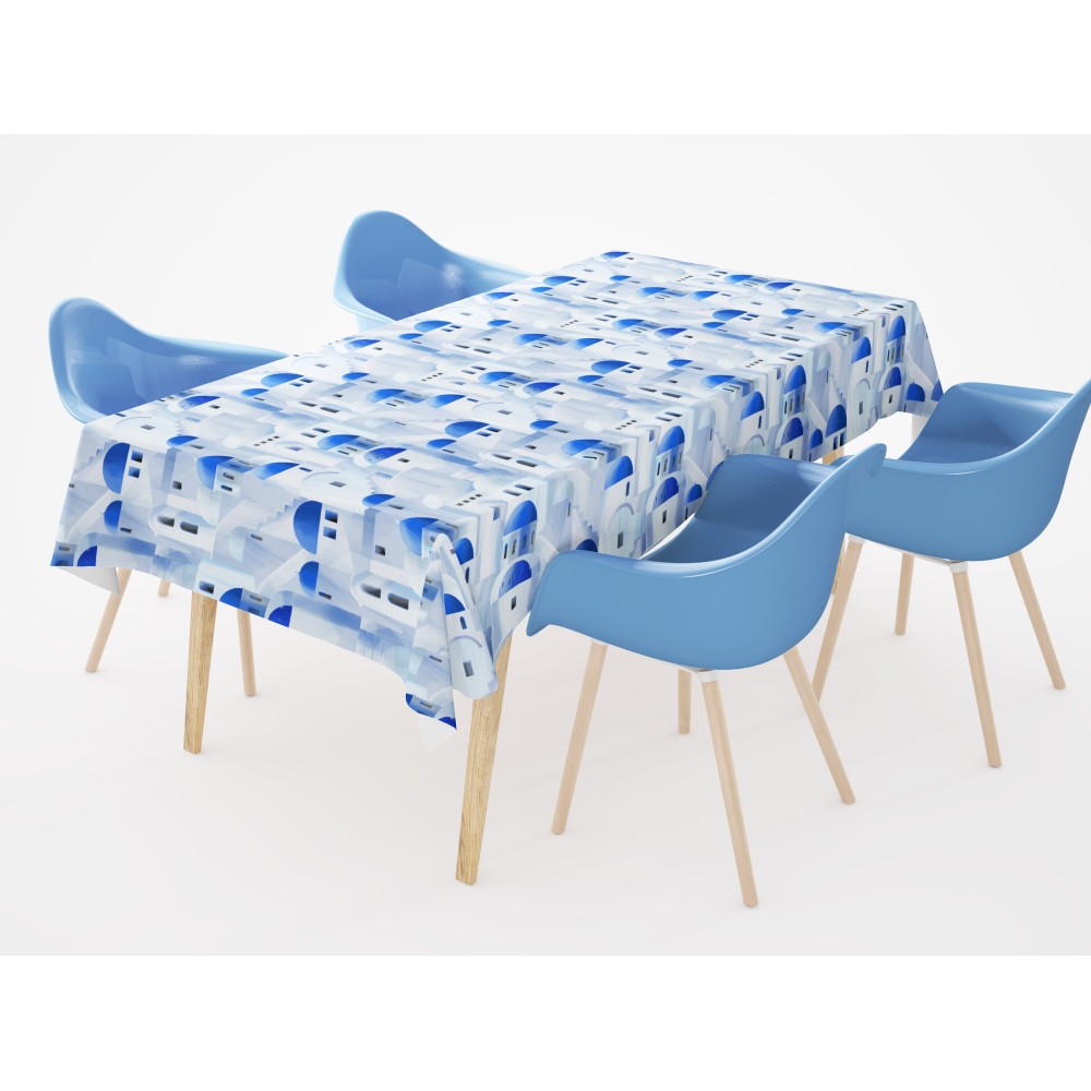 NAPPE EN COTON design SANTORINI bleu made in Italy