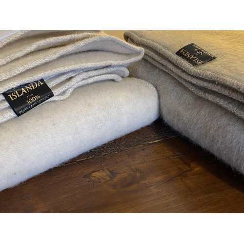 ICELAND BLANKET in genuine pure virgin WOOL soft and warm GREY Melange
