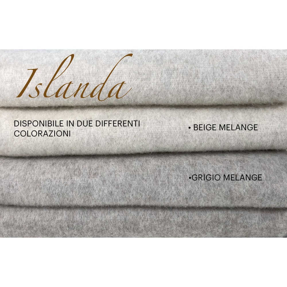 COPERTA ISLANDA in vera pura LANA vergine  morbida e calda BEIGE Melange