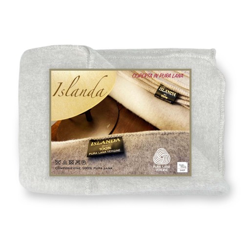 ICELAND BLANKET aus echter reiner Schurwolle weich und warm BEIGE Melange