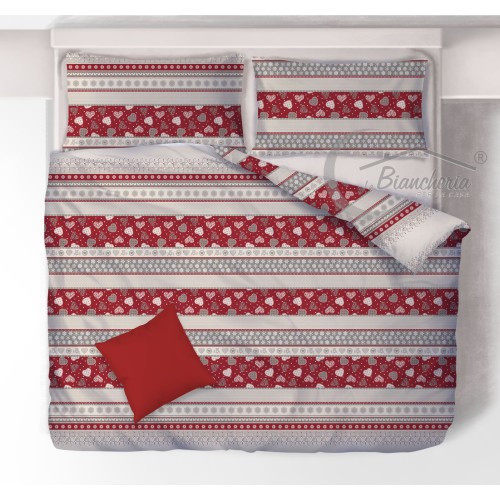 HOUSSE DE COUETTE TYROLIENNE dis. CORVARA MONTAGNA en pur coton Made in Italy