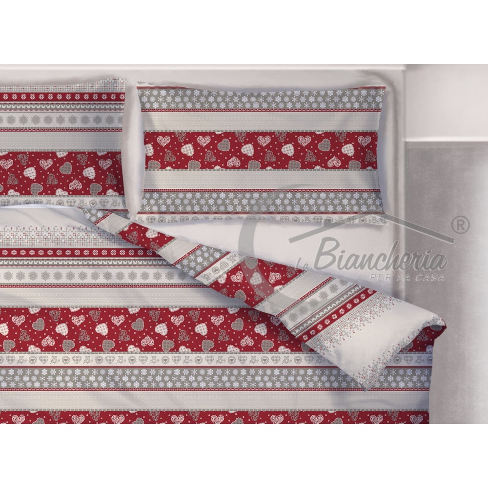 HOUSSE DE COUETTE TYROLIENNE dis. CORVARA MONTAGNA en pur coton Made in Italy