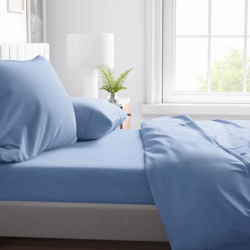 LAKEN-SET aus weicher Mikrofaser SOLID BLUE 2-QUADRATISCHES Doppelbett ohne Bügeleisen