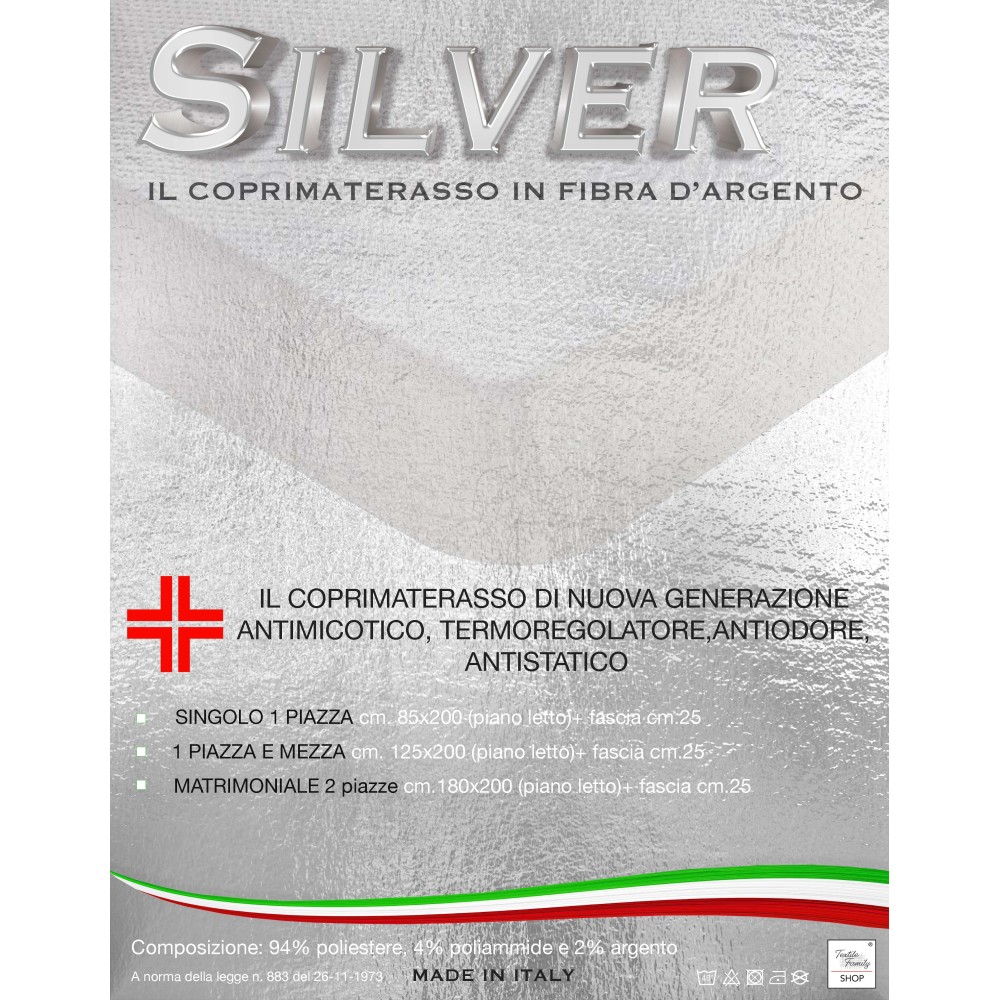 SILBER SILBERFASER MATRATZENAUFLAGE Made in Italy