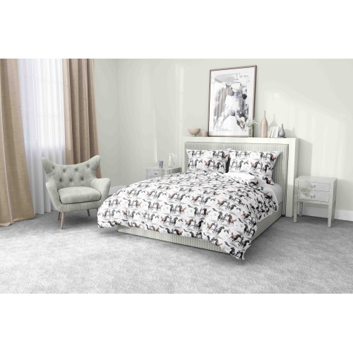HORSE DUVET COVER Running horses in Pure cotton Made in Italy