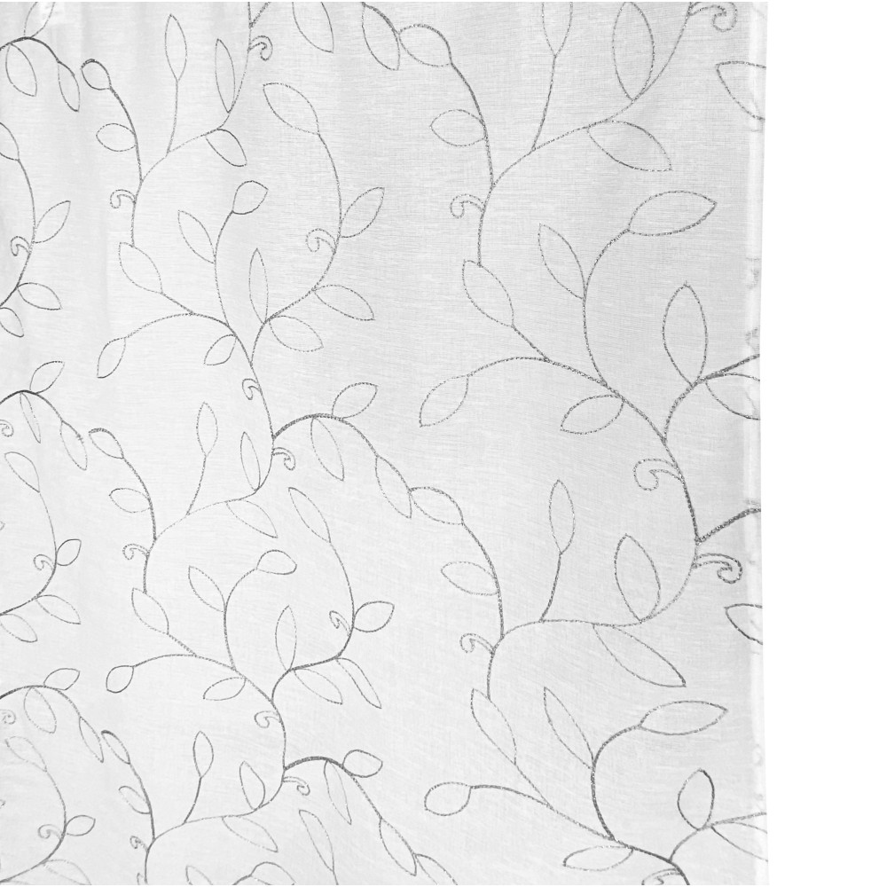 NOEMI RIDEAU BRODERIE MODERNE FEUILLE gris cm. 140x290
