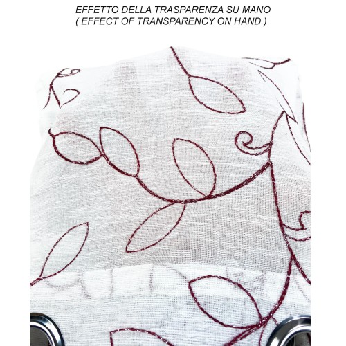 TENDA NOEMI ricamo MODERNO FOGLIA bordeaux cm. 140x290