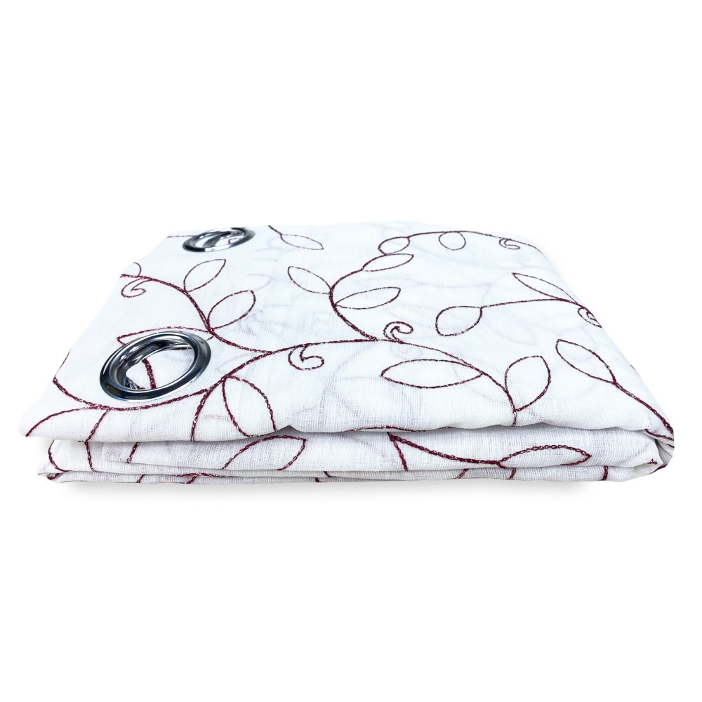 CURTAIN NOEMI MODERN BURGUNDY LEAF embroidery cm. 140x290 mm