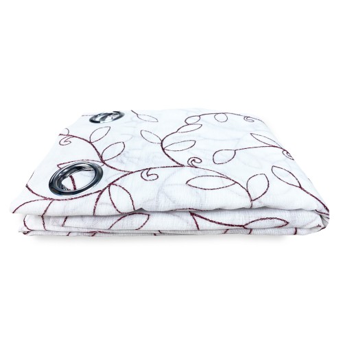 CORTINA NOEMI MODERN BURDEOS HOJA bordado cm. 140x290 milímetros