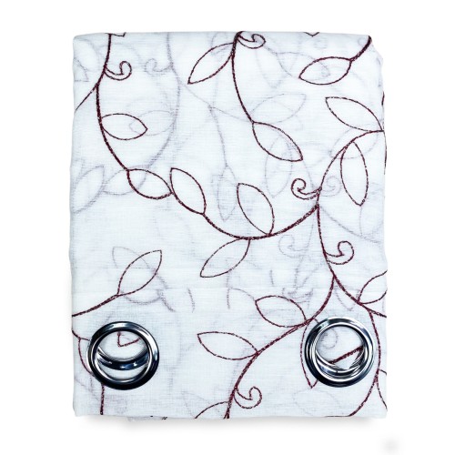 TENDA NOEMI ricamo MODERNO FOGLIA bordeaux cm. 140x290