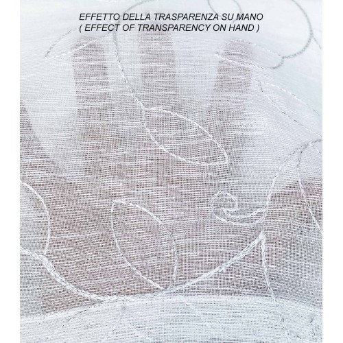 TENDA NOEMI ricamo MODERNO FOGLIA bianco cm. 140x290