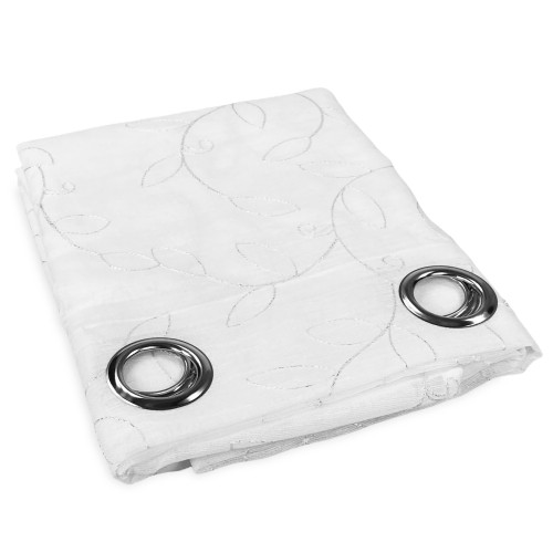 TENDA NOEMI ricamo MODERNO FOGLIA bianco cm. 140x290