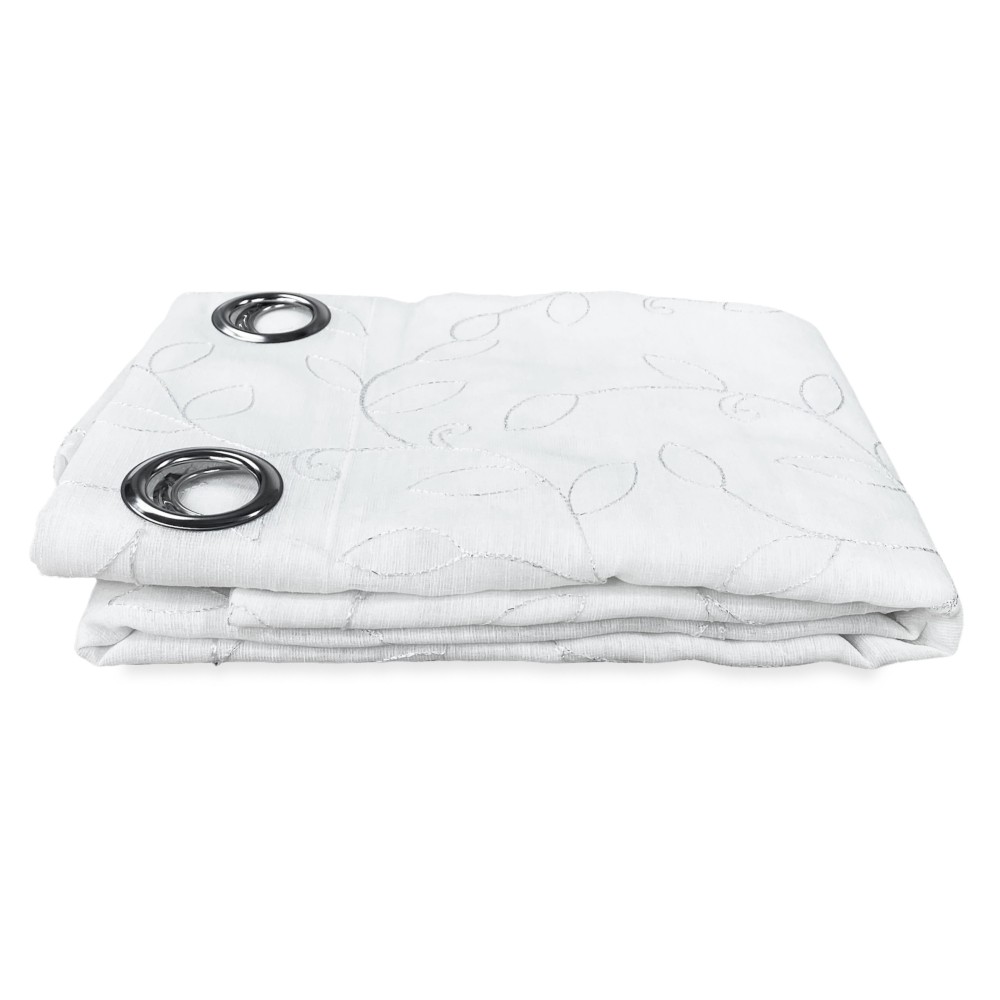 TENDA NOEMI ricamo MODERNO FOGLIA bianco cm. 140x290