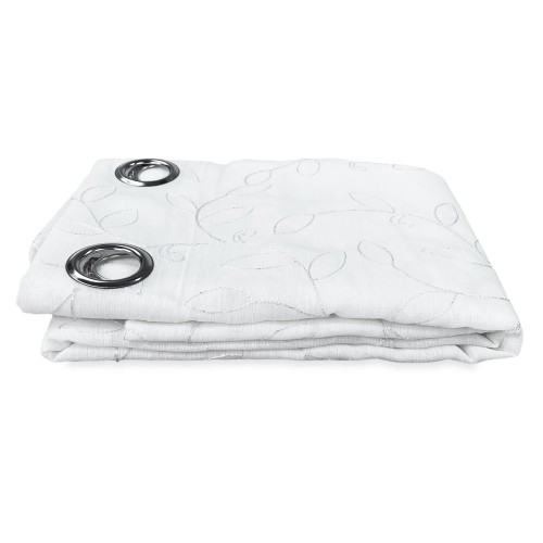 CURTAIN NOEMI MODERN LEAF embroidery white cm. 140x290 mm