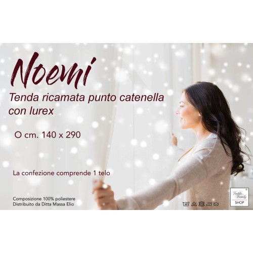 CORTINA NOEMI HOJA MODERNA bordado blanco cm. 140x290 milímetros