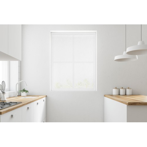 Paar moderne Glasvorhänge SIMPLY White - halbtransparenter Bouclé-Stoff aus Polyester, Tunnelsaum