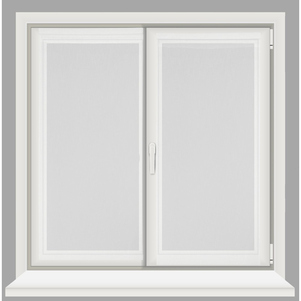 Paire de rideaux en verre modernes SIMPLY White - tissu bouclé polyester semi-transparent, ourlet tunnel