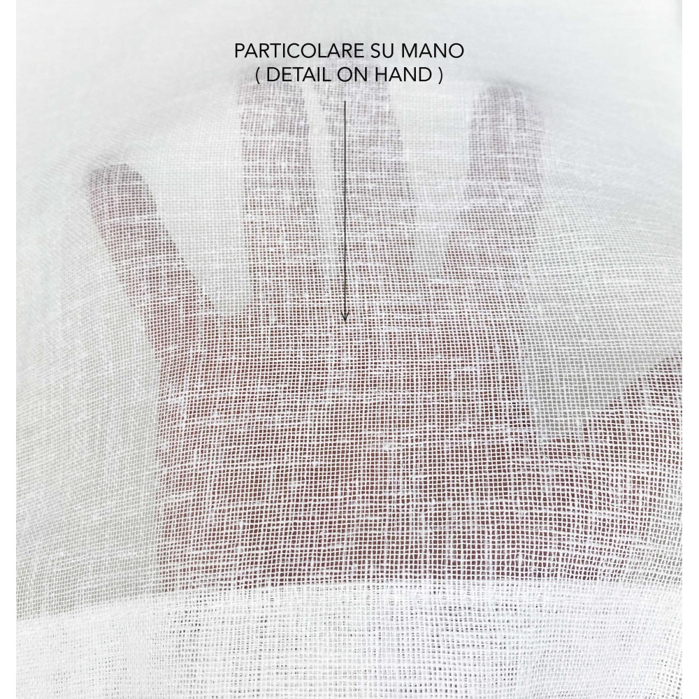 Coppia tendine vetro moderne SIMPLY Bianco - tessuto poliestere bouclè semitrasparente, orlino tunnel