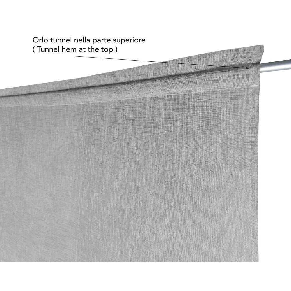 Paire de rideaux en verre modernes SIMPLY Grey - tissu polyester bouclé semi-transparent, bord tunnel