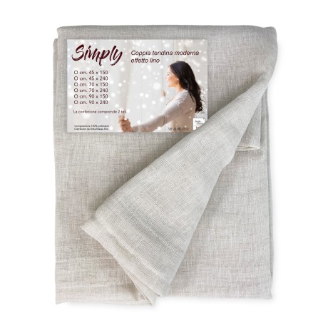 Pair of plain beige curtain available in three different widths, cm. 45 or 70 or 90