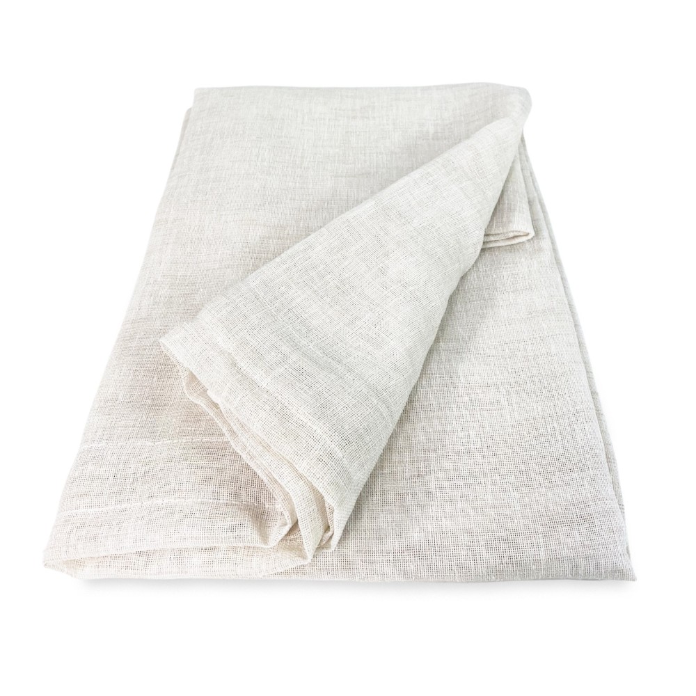 Paire de rideaux en verre modernes SIMPLY Beige - tissu polyester bouclé semi-transparent, ourlet tunnel