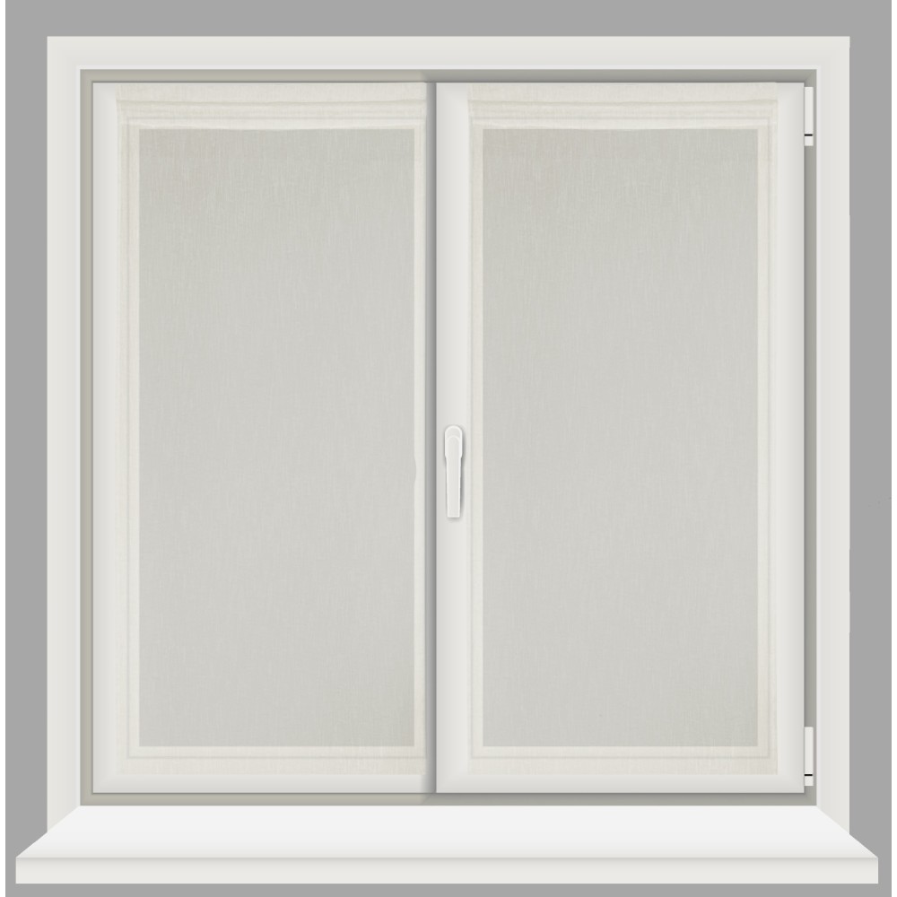 Paire de rideaux en verre modernes SIMPLY Beige - tissu polyester bouclé semi-transparent, ourlet tunnel