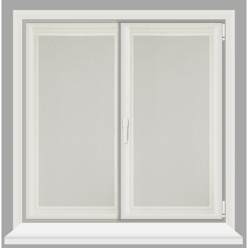 Pair of modern glass curtains SIMPLY Beige - semi-transparent bouclé polyester fabric, tunnel hem