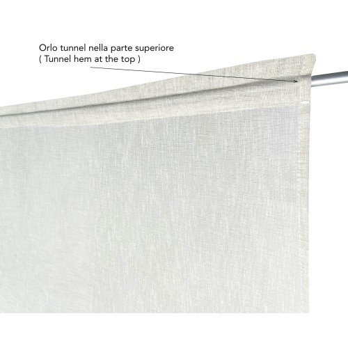 Par de cortinas de cristal modernas SIMPLY Beige - tejido de poliéster bouclé semitransparente, dobladillo de túnel