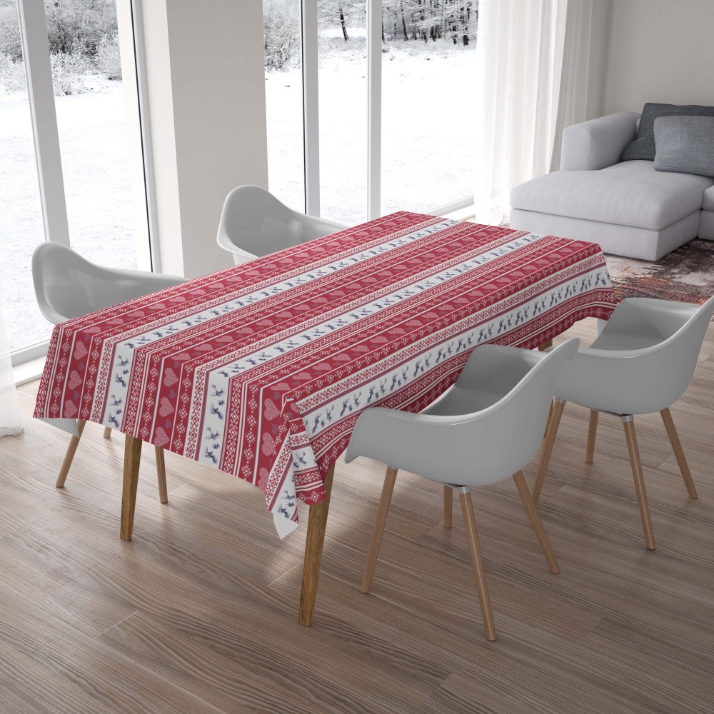 STAIN-RESISTANT TABLECLOTH RESINATED TORINO TYROLEAN MATTERHORN RED