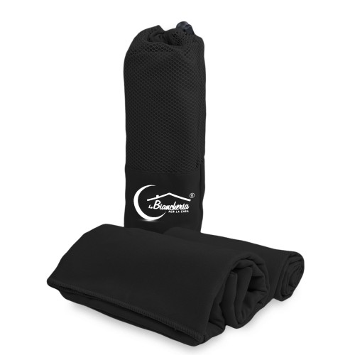 SET DE TOALLAS MICROFIBRA NEGRA 1+1 Rostro e Invitado