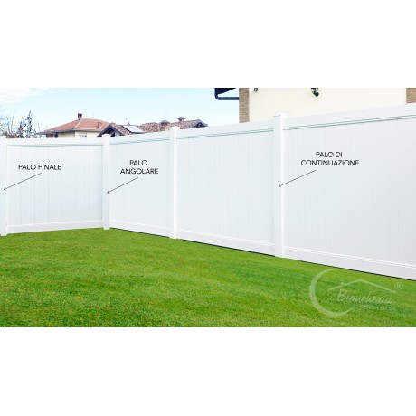 OLIMPIA ZAUNPFAHL aus weißem PVC, eckig, Fortsetzung und Ende