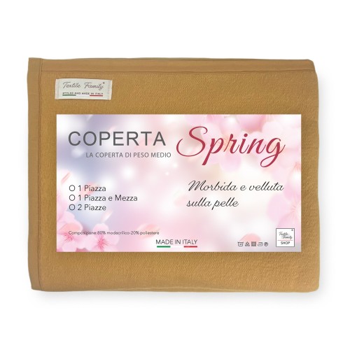 COUVERTURE D’ÉTÉ LÉGÈRE PRINTEMPS Poids moyen Modacrylique MADE IN ITALY Noisette
