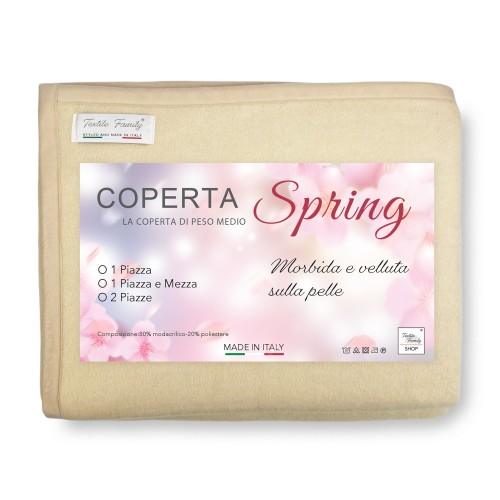 DECKE Leicht Sommer FRÜHLING Mittelschweres Modacryl MADE in ITALY Beige