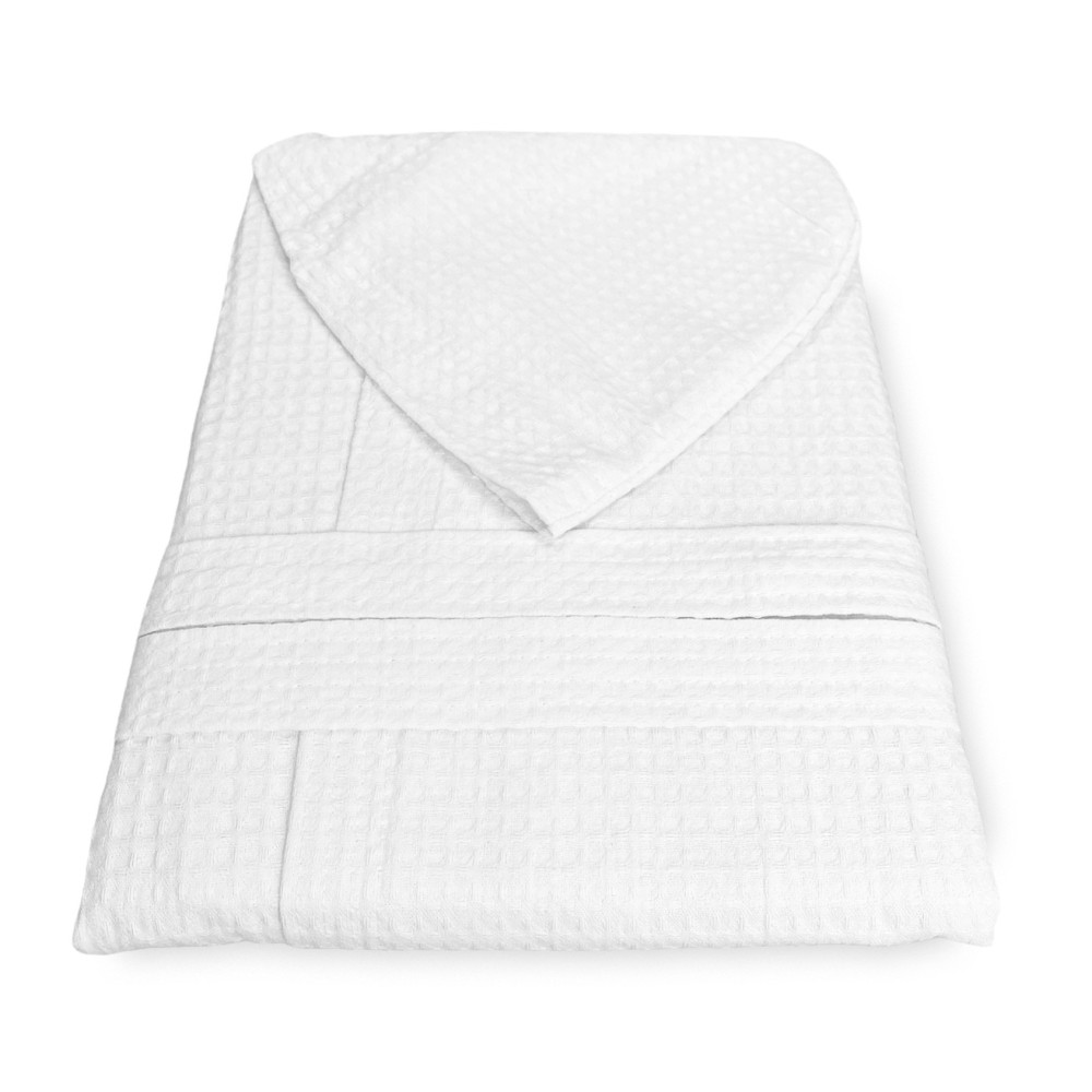 BIENENNEST© Bademantel aus reiner Baumwolle mit Kapuze für Erwachsene WEISS