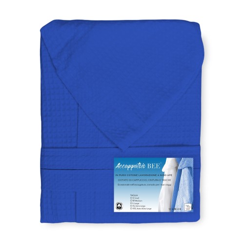 Waben-Bademantel blau