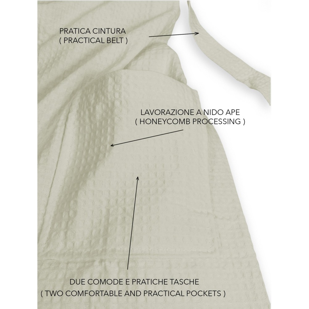 Peignoir Nest Ape BEE© en pur coton avec capuche pour adulte BEIGE