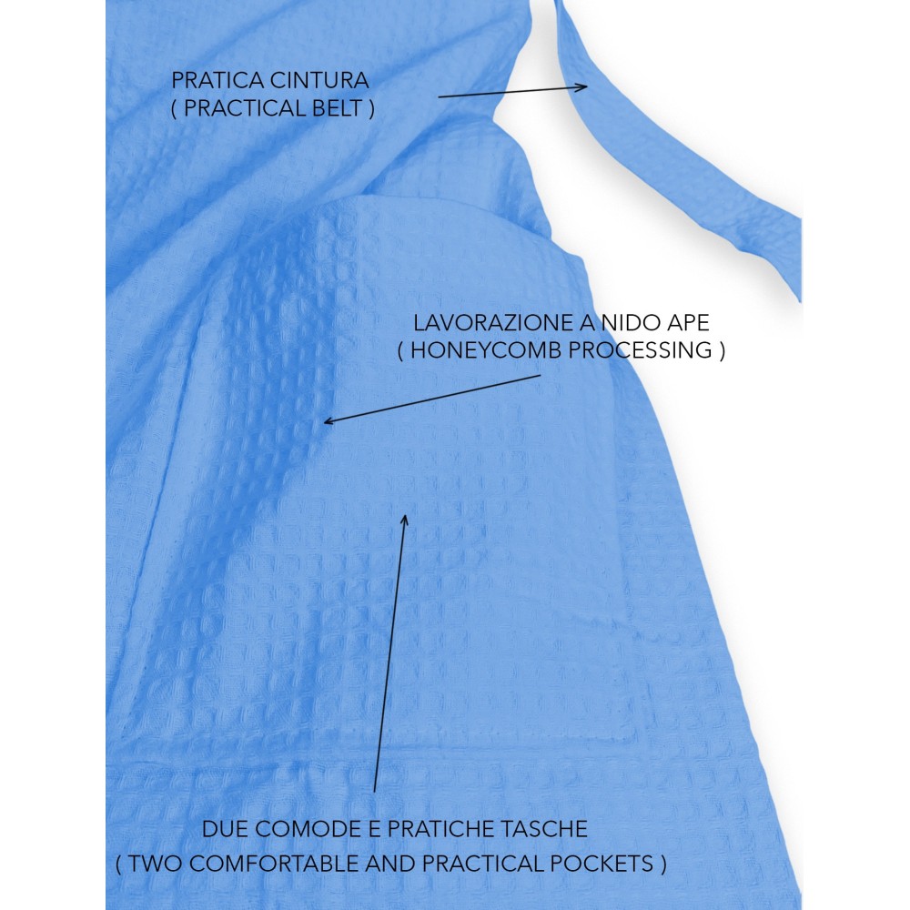 BEE Bee© Nest Bademantel aus reiner Baumwolle mit Kapuze für Erwachsene HELLBLAU