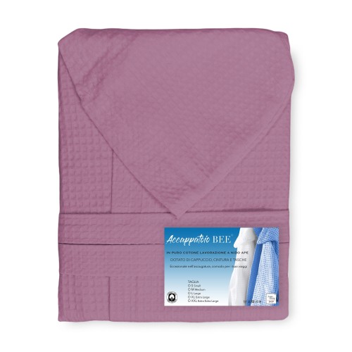 ACCAPPATOIO Nido Ape BEE© in Puro cotone con Cappuccio da Adulto ROSA