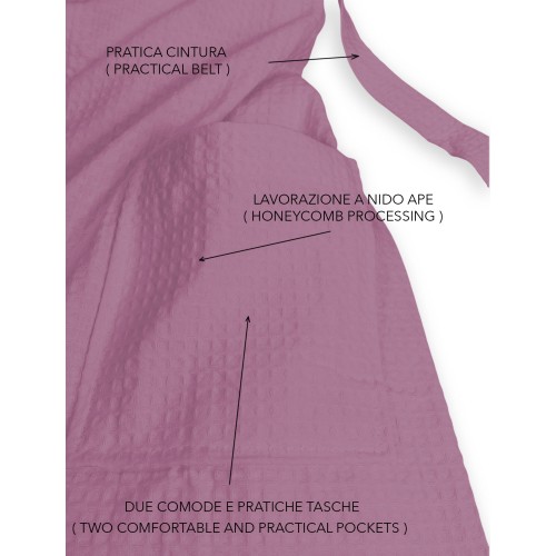 BEE Bee© Nest Bademantel aus reiner Baumwolle mit Kapuze für Erwachsene PINK