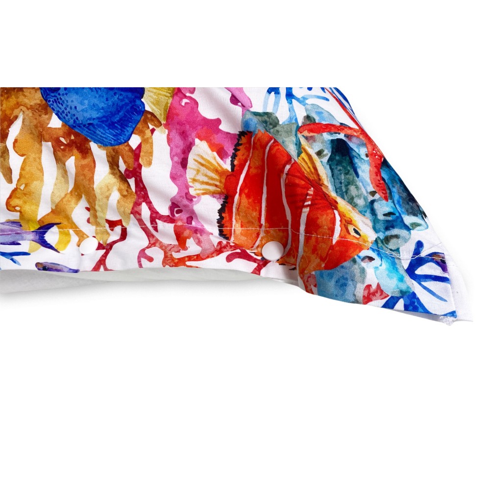 AQUARIUM DUVET COVER Tropical Fish in Pure Cotton Made in Italy