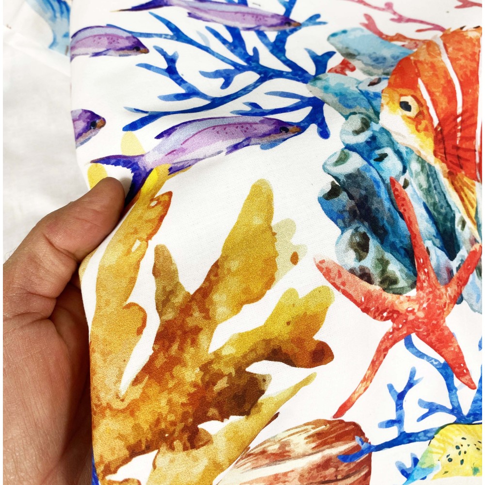 AQUARIUM DUVET COVER Tropical Fish in Pure Cotton Made in Italy