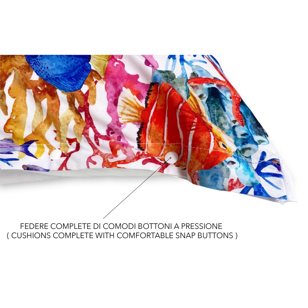 AQUARIUM DUVET COVER Tropical Fish in Pure Cotton Made in Italy