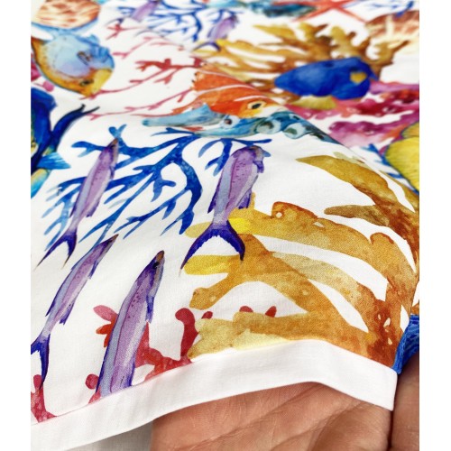 AQUARIUM DUVET COVER Tropical Fish in Pure Cotton Made in Italy