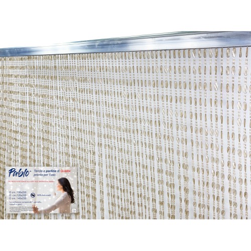 PABLO © TENT avec perles anti-insectes BEIGE en pvc anti-bruit avec tige METAL