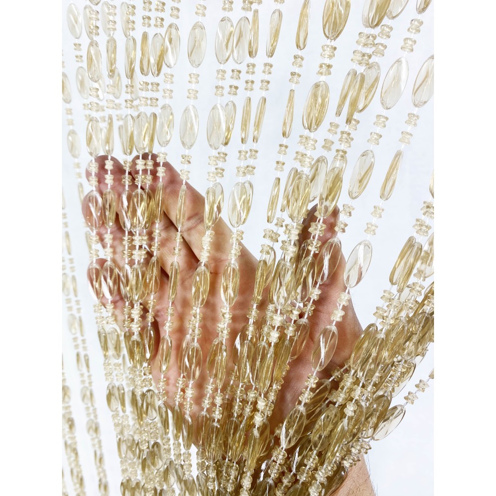 PABLO © CURTAIN with BEIGE anti-insect BEADS in anti-noise PVC with METAL rod