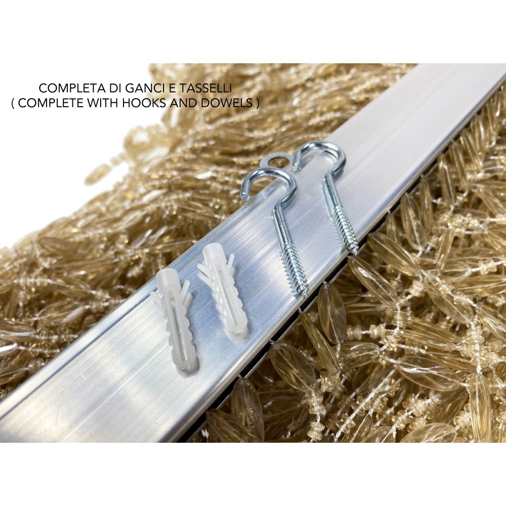 PABLO © CURTAIN with BEIGE anti-insect BEADS in anti-noise PVC with METAL rod