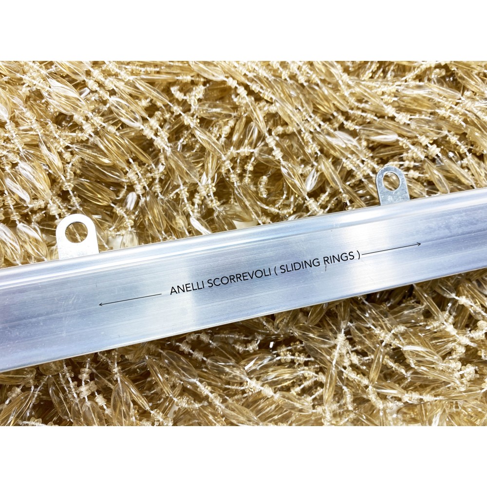 PABLO © CURTAIN mit BEIGEN Anti-Insekten-Perlen aus geräuscharmem PVC mit METALLSTANGE